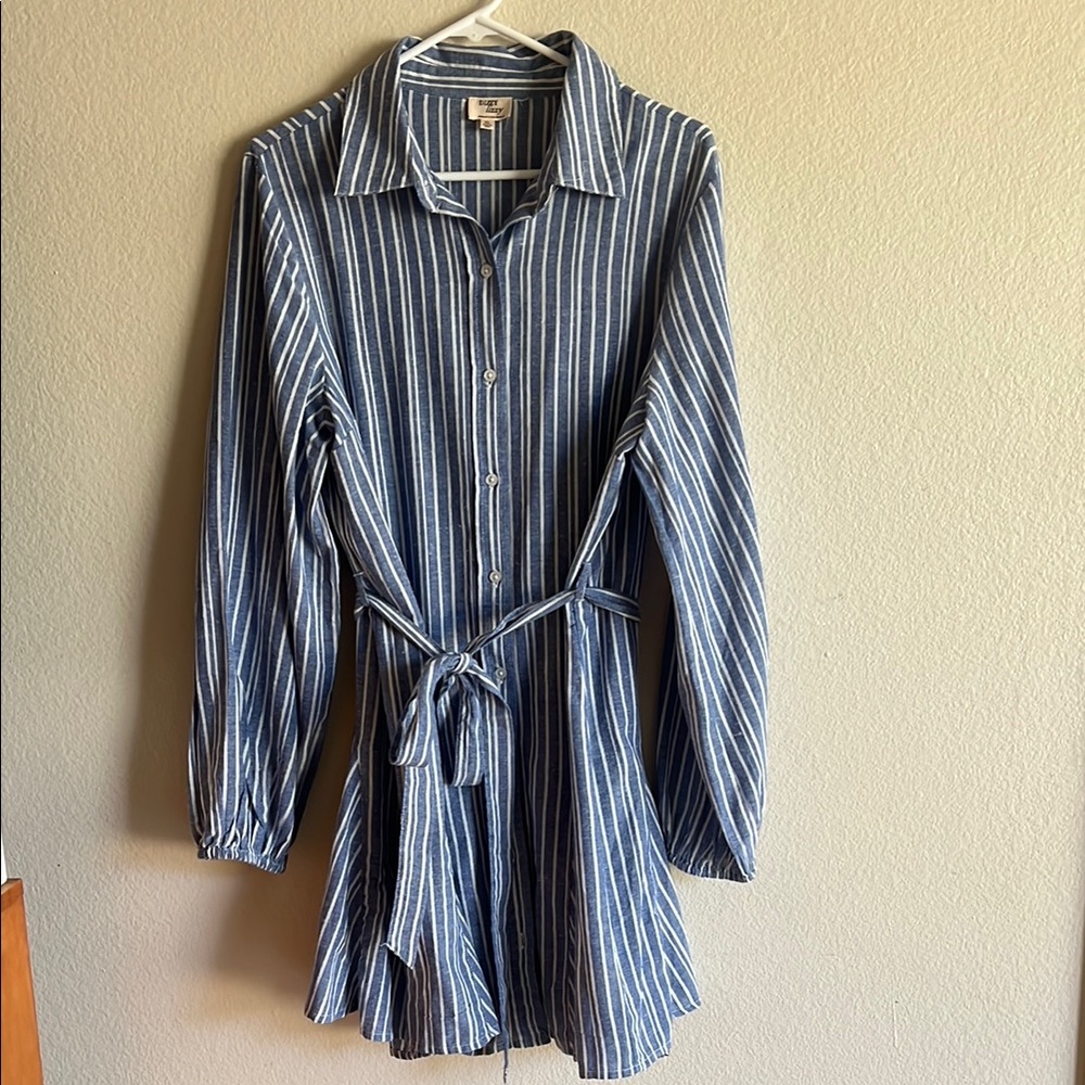 Dizzy Blue Striped Long Sleeve Dress